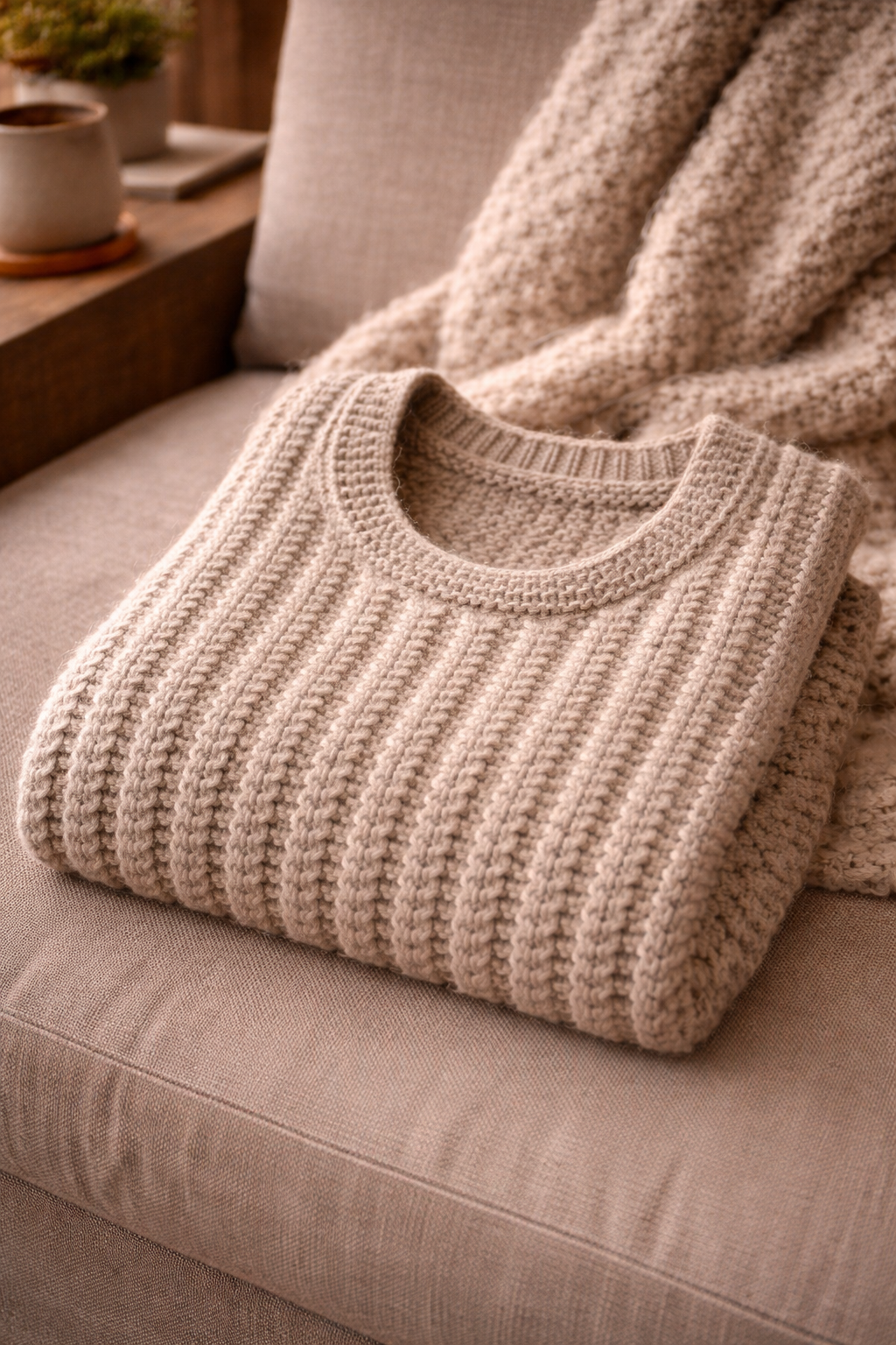 Pulóver beige tejido artesanal